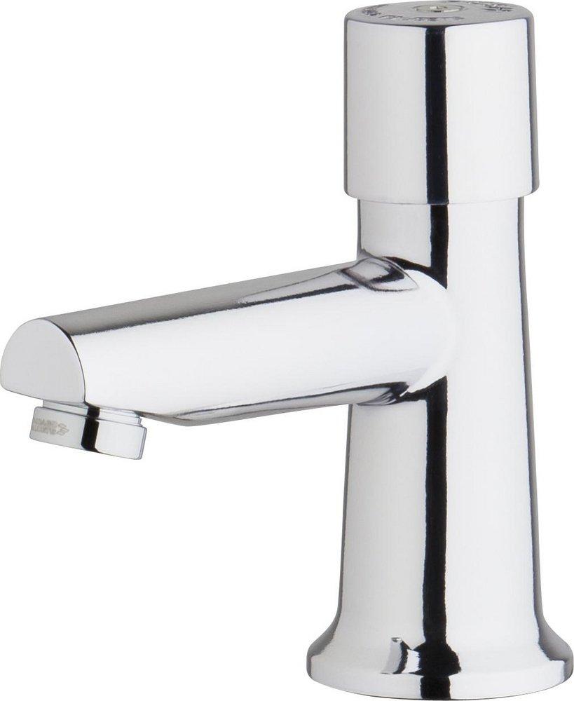 Chicago Faucets Polished Chrome Single Handle Metering Bathroom Sink Faucet 