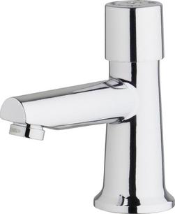 Single Handle Metering Monoblock Bathroom Sink Faucet in Polished Chrome