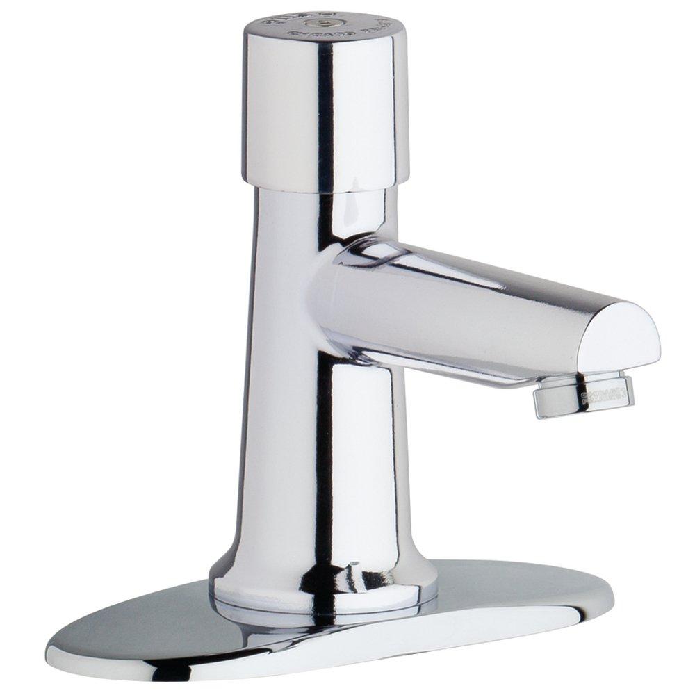 Chicago Faucets Polished Chrome Single Handle Metering Bathroom Sink Faucet 
