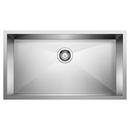 BLANCO Polished Satin 32 x 18 in. Stainless Steel Single Bowl Undermount Kitchen Sink with Sound Dampening 