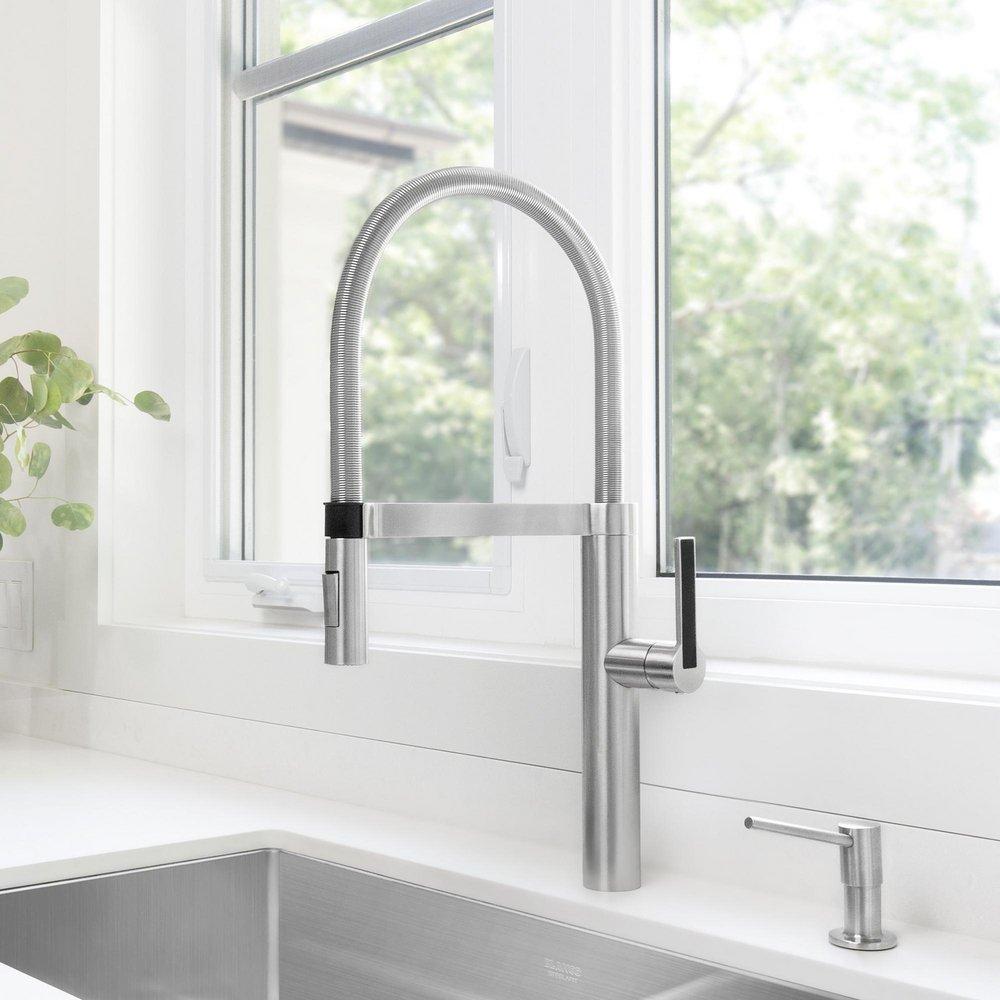 BLANCO Classic Steel Single Handle Pull Down Kitchen Faucet 