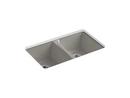 33 x 22 in. 5 Hole Cast Iron Double Bowl Undermount Kitchen Sink in Cashmere