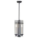 60W 17-1/4 in. 2-Light Mini Pendant in Antique Forged Iron and Brushed Steel