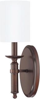 1-Light Wall Sconce in Burnished Bronze with Decorative Fabric Clip On Glass Shade