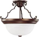 Capital Lighting Burnished Bronze 14 x 15 in. 3-Light Semi-Flush Fixture with White Faux Alabaster Glass Shade 