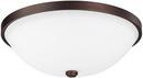 5-1/4 x 14-3/4 in. 3-Light Ceiling Fixture in Burnished Bronze with Soft White Glass Shade