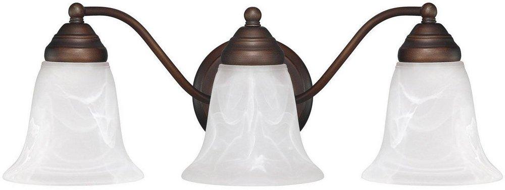 Capital Lighting Burnished Bronze 8 in. 100W 3-Light Vanity Fixture with Faux White Alabaster Glass Shade 