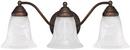 8 in. 100W 3-Light Vanity Fixture in Burnished Bronze with Faux White Alabaster Glass Shade