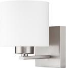 1-Light Wall Sconce in Brushed Nickel with Soft White Glass Shade