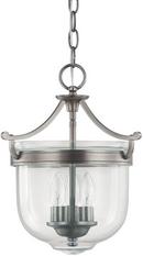 13-1/2 in. 60W 3-Light Foyer Fixture in Antique Nickel with Hand Blown Glass Shade