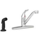 PROFLO&reg; Polished Chrome Single Handle Kitchen Faucet with Black Side Spray and Deck Plate 
