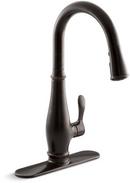KOHLER Oil Rubbed Bronze Single Handle Pull Down Kitchen Faucet with Three-Function Spray, Magnetic Docking and Sweep Spray Technology 