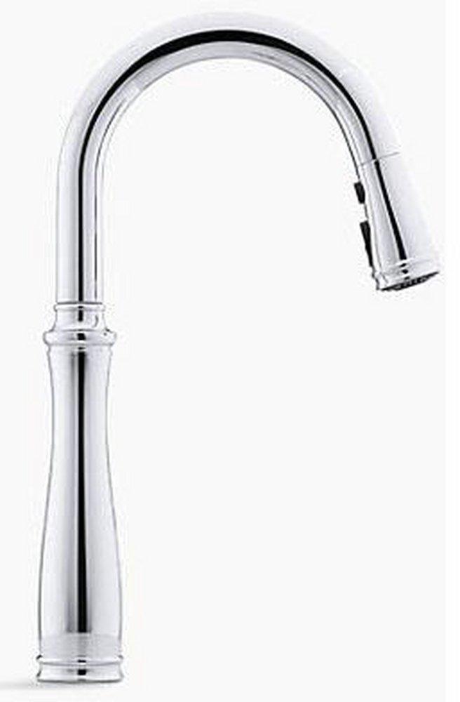 KOHLER Oil Rubbed Bronze Single Handle Pull Down Kitchen Faucet with Three-Function Spray, Magnetic Docking and Sweep Spray Technology 