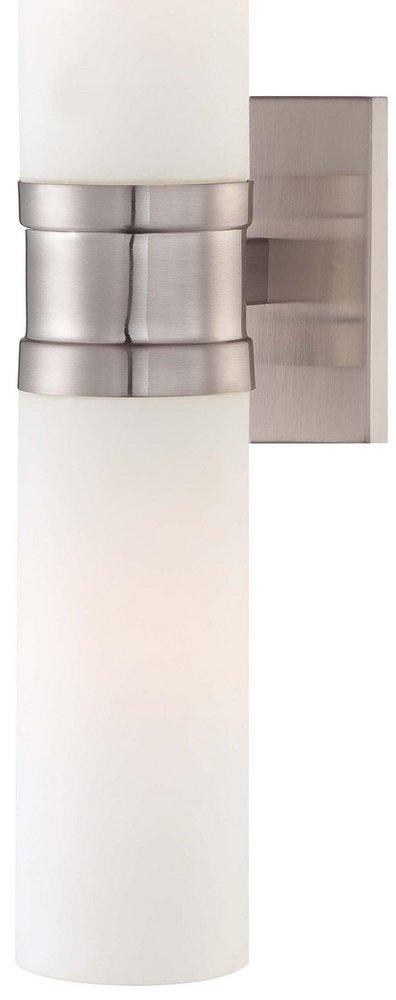 Minka Lavery Brushed Nickel 2-Light Wall Sconce with Etched Opal Glass Shade 