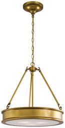18-1/2 in. 100W 3-Light Pendant in Liberty Gold with Etched White Glass Shade