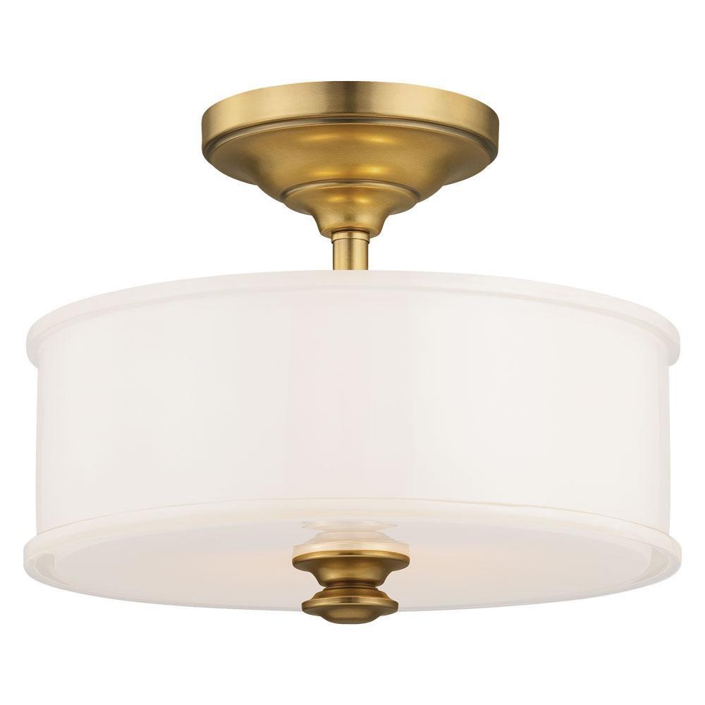 Minka Lavery Liberty Gold 10-3/4 in. 2-Light Semi-Flushmount Ceiling Fixture 