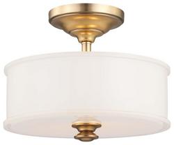 100W 2-Light Medium E-26 14 in. Wide Semi-Flush Ceiling Fixture in Liberty Gold