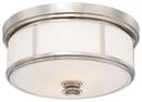 2-Light Flush Mount Ceiling Fixture with Etched Opal Glass in Polished Nickel