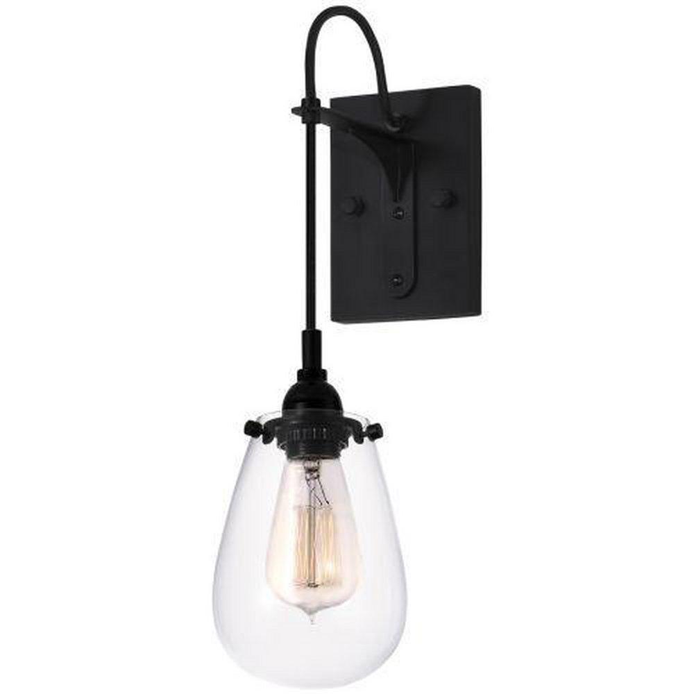 SONNEMAN Satin Black 1-Light Wall Sconce 