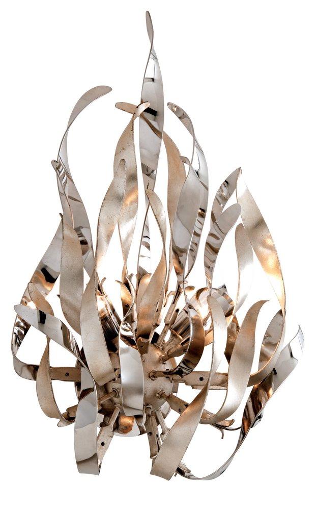 Corbett Lighting Silver Leaf/Polished Stainless 50W 2-Light G9 Double Loop Xenon Wall Sconce 