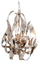 50W 2-Light G9 Double Loop Xenon Wall Sconce in Silver Leaf with Polished Stainless