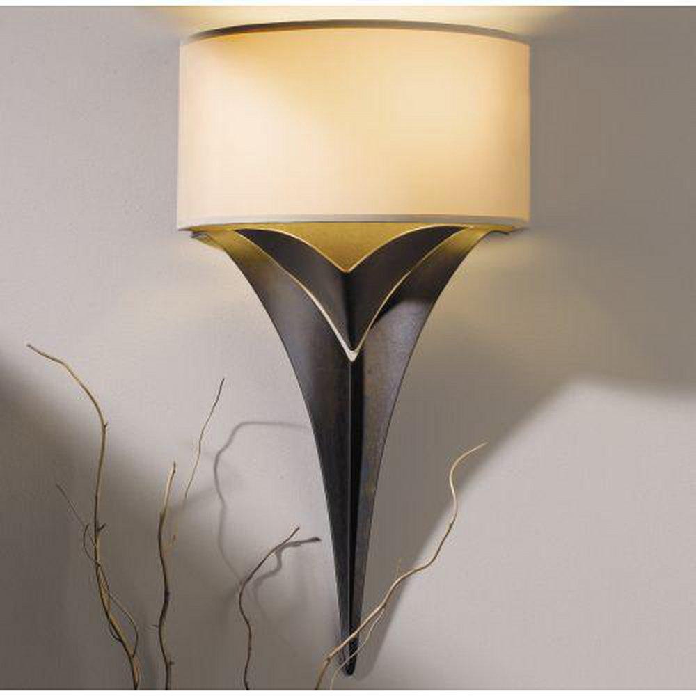 Hubbardton Forge Bronze 18 in. 2-Light Direct Wire Wall Sconce with Shade 