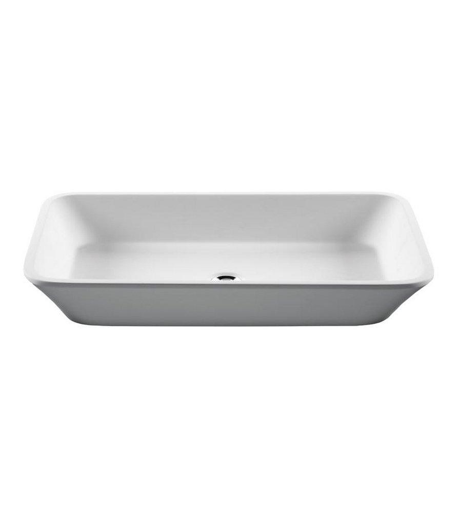 MTI Whirlpools&reg; White Gloss 25-1/4 x 16 in. No-Hole Engineered Solid Surface Stone Vessel Mount Rectangular Lavatory Sink 