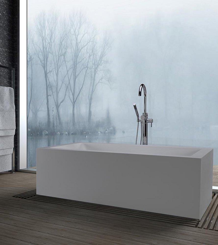 MTI Whirlpools&reg; White Matte 67-3/8 x 32-1/2 in. Sculpturestone&reg; Freestanding Rectangle Bathtub with Left Drain 