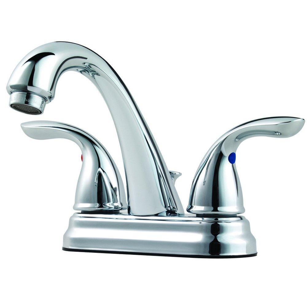 Pfister Polished Chrome Double Lever Handle High Arc Bathroom Sink Faucet 