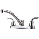 3-Hole Kitchen Faucet with Double Lever Handle in Stainless Steel