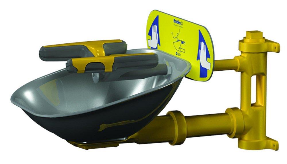 Bradley Corporation Yellow NPT Eye Wash and Face Wash Station with Bowl 