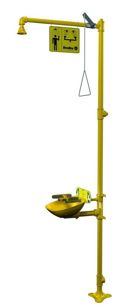 Bradley Corporation Yellow Eye Wash and Face Wash with Plastic Bowl and Showerhead 
