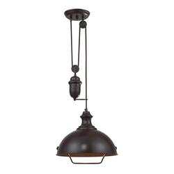 70 in. 1-Light Pendant in Oiled Bronze