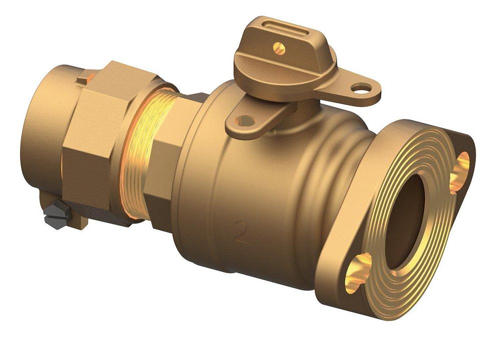 Ford Meter Box 2 in. Brass Straight Ball Flange Meter Valve 