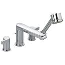 2.5 gpm Widespread Tub Filler with Double Lever Handle with Shower in Polished Chrome