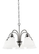 20 in. 500W 5-Light Medium E-26 LED Chandelier with Alabaster Glass in Brushed Nickel