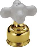 Porcelain Small Cross Handle in Polished Brass