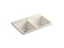33 x 22 in. 1 Hole Cast Iron Double Bowl Drop-in Kitchen Sink in Almond