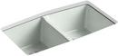 KOHLER Sea Salt&trade; 33 x 22 in. 5 Hole Cast Iron Double Bowl Undermount Kitchen Sink 