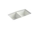 KOHLER Dune 33 x 22 in. 5 Hole Cast Iron Double Bowl Undermount Kitchen Sink 