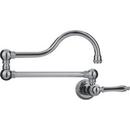 1-Hole Wall Mount Pot Filler Faucet with Single Lever Handle in Satin Nickel