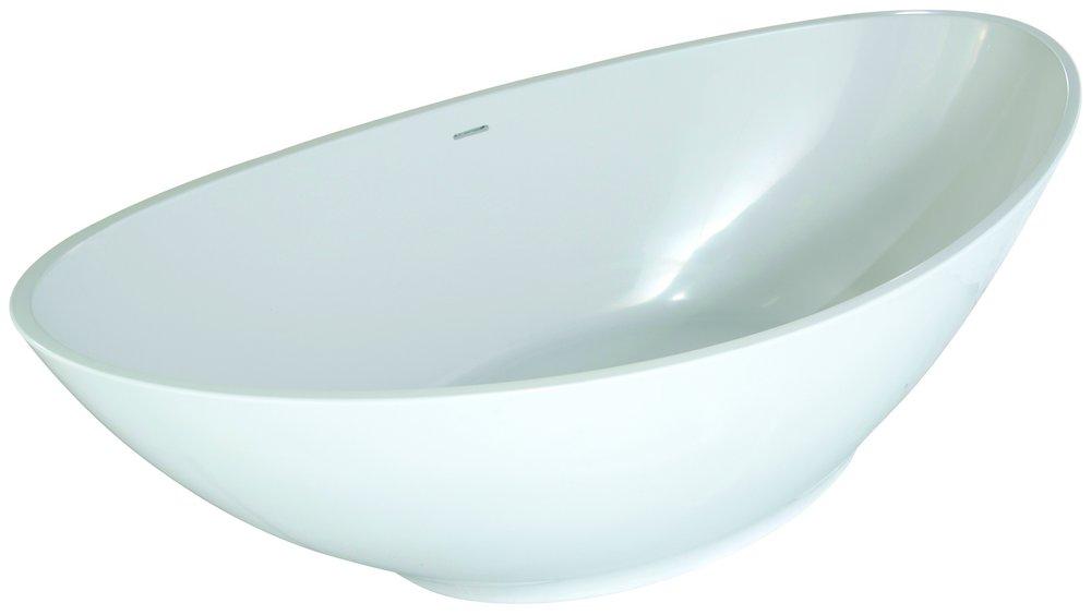 Hydro Systems Biscuit 72 x 38 in. 113 gal Hydroluxe Solid Surface Oval Freestanding Bathtub with Center Drain 