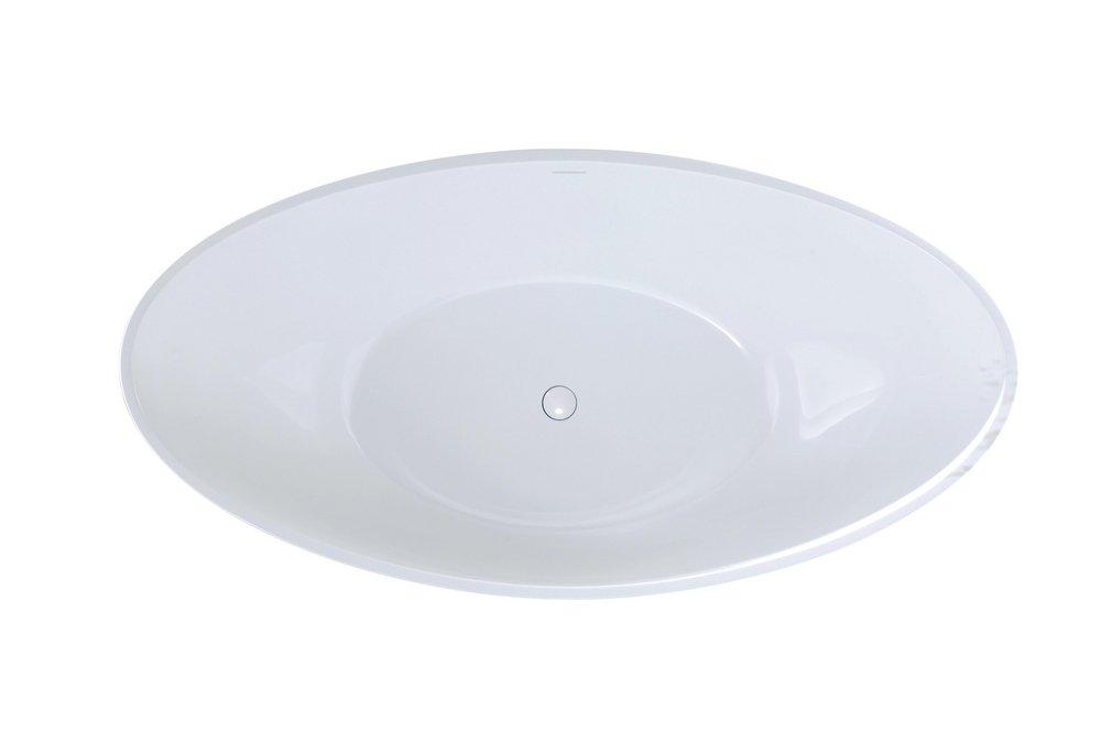 Hydro Systems Biscuit 72 x 38 in. 113 gal Hydroluxe Solid Surface Oval Freestanding Bathtub with Center Drain 