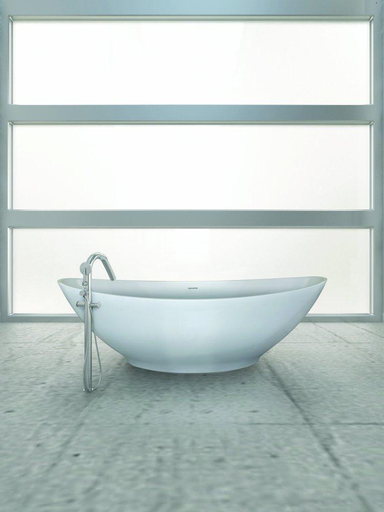 Hydro Systems White 72 x 38 in. 113 gal Hydroluxe Solid Surface Oval Freestanding Bathtub with Center Drain 