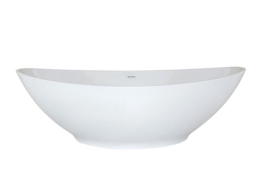 Hydro Systems White 72 x 38 in. 113 gal Hydroluxe Solid Surface Oval Freestanding Bathtub with Center Drain 