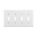 LEVITON White 4-Gang Switch Plate in White 