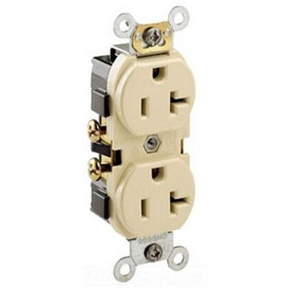 LEVITON Ivory 20A 125V Straight Blade Duplex Receptacle 