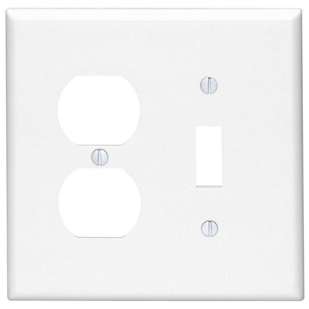 LEVITON White 2-Gang Mid Size Combination Plate 