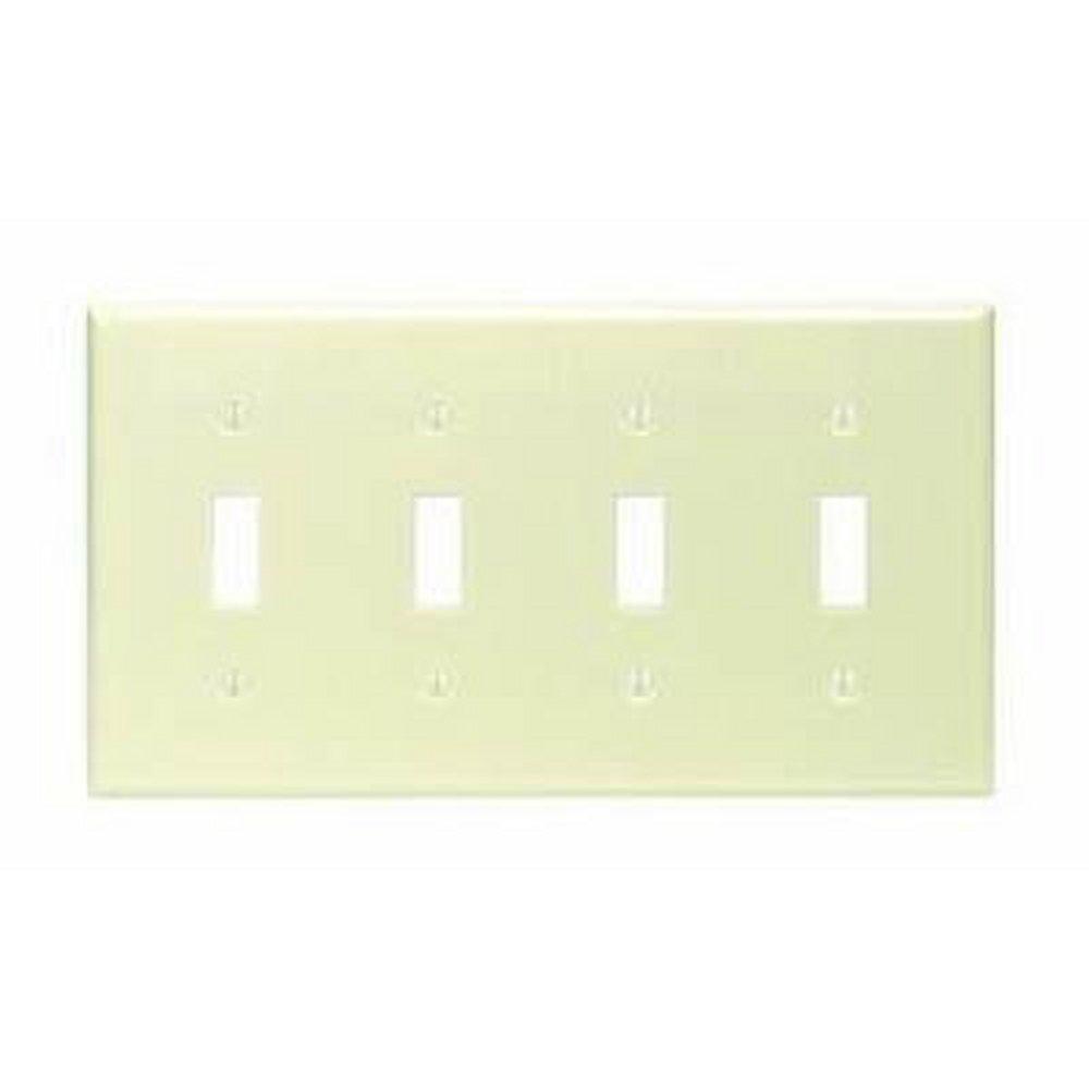 LEVITON Ivory 4-Gang Standard Size Toggle Device Switch Wall Plate 