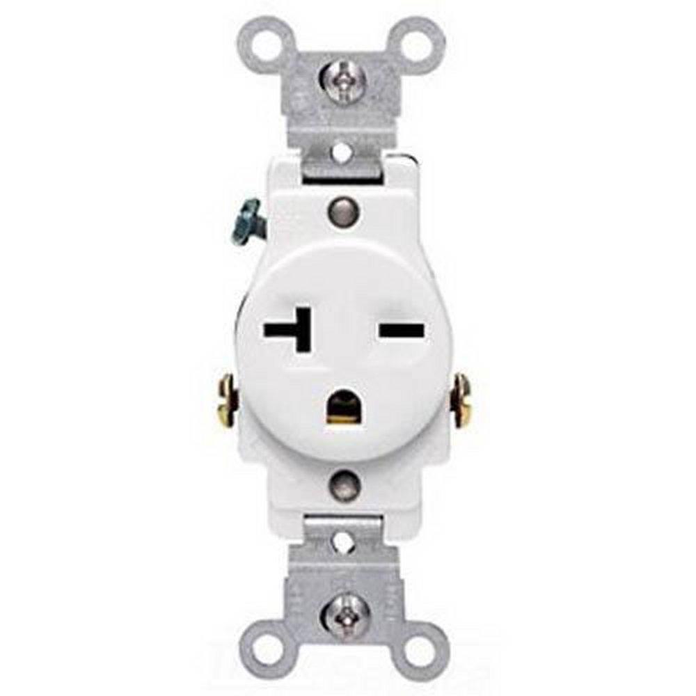 LEVITON White 20A 250V Single Receptacle 
